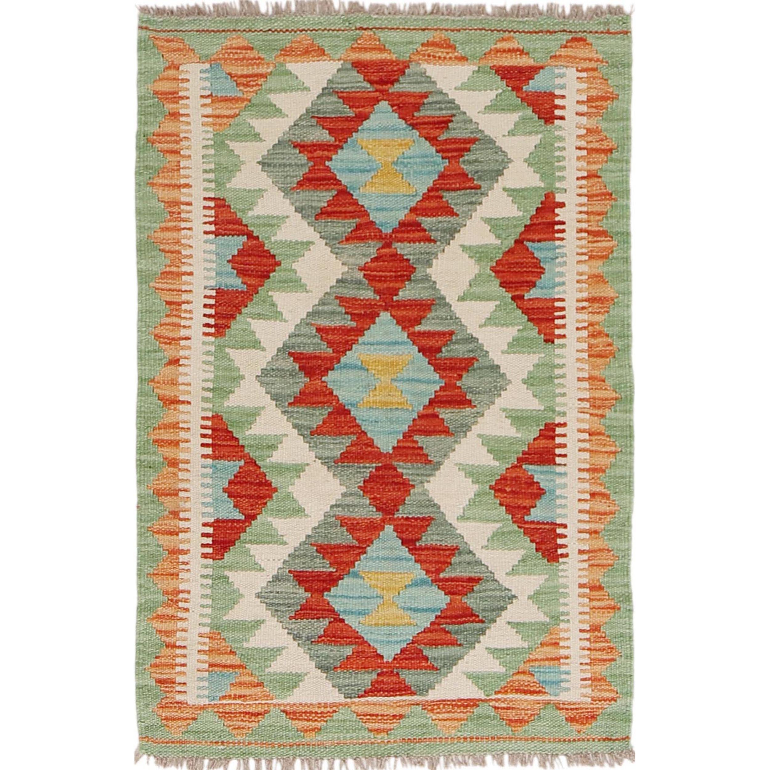 Handmade Vegetable Kelim 2' 0" x 2' 11" ft / 61 x 90 cm - No. B29898