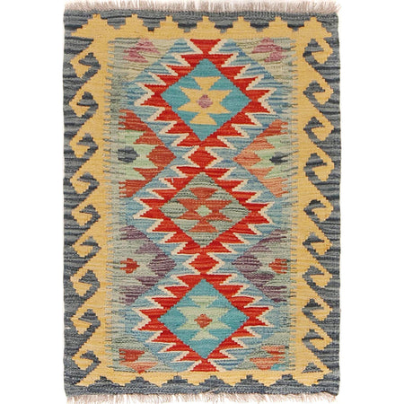 Handmade Turkish Design Wool Kilim 1' 11" x 2' 8" ft / 58 x 82 cm - No. B29915