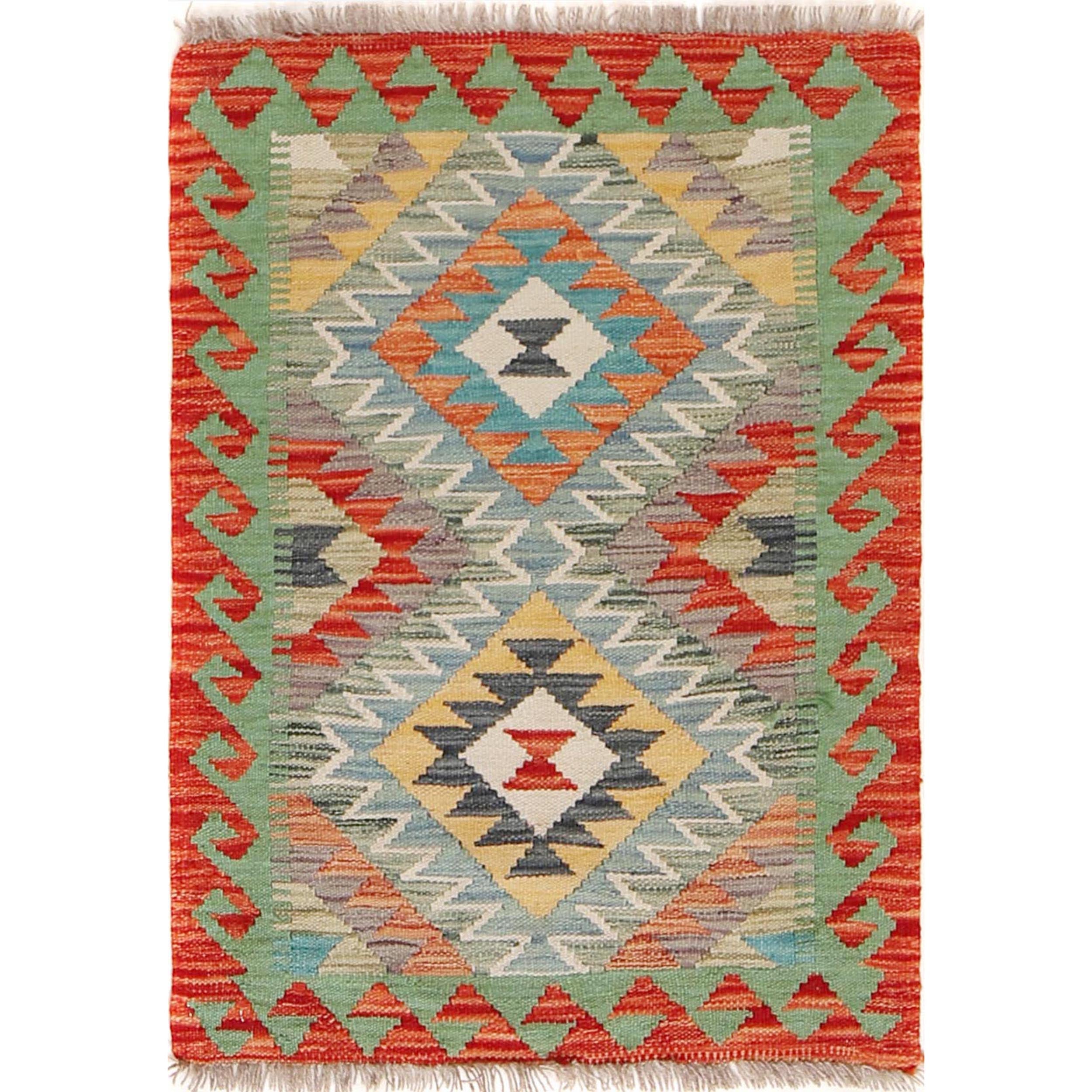 Hand Knotted Flatweave Kilim 2' 1" x 2' 10" ft / 63 x 87 cm - No. B29980