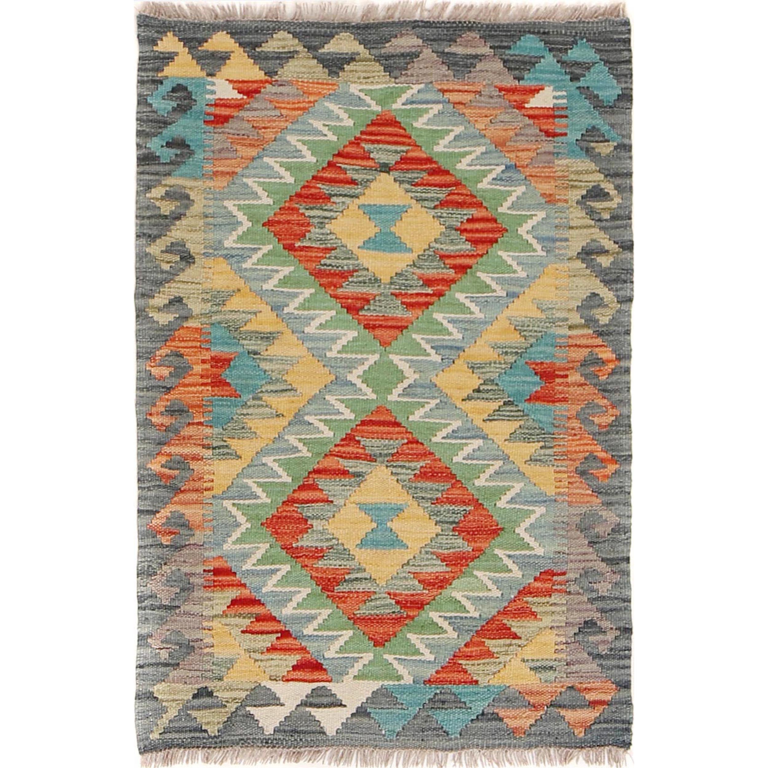 Hand Knotted Flatweave Kilim 2' 0" x 2' 11" ft / 61 x 89 cm - No. B29981