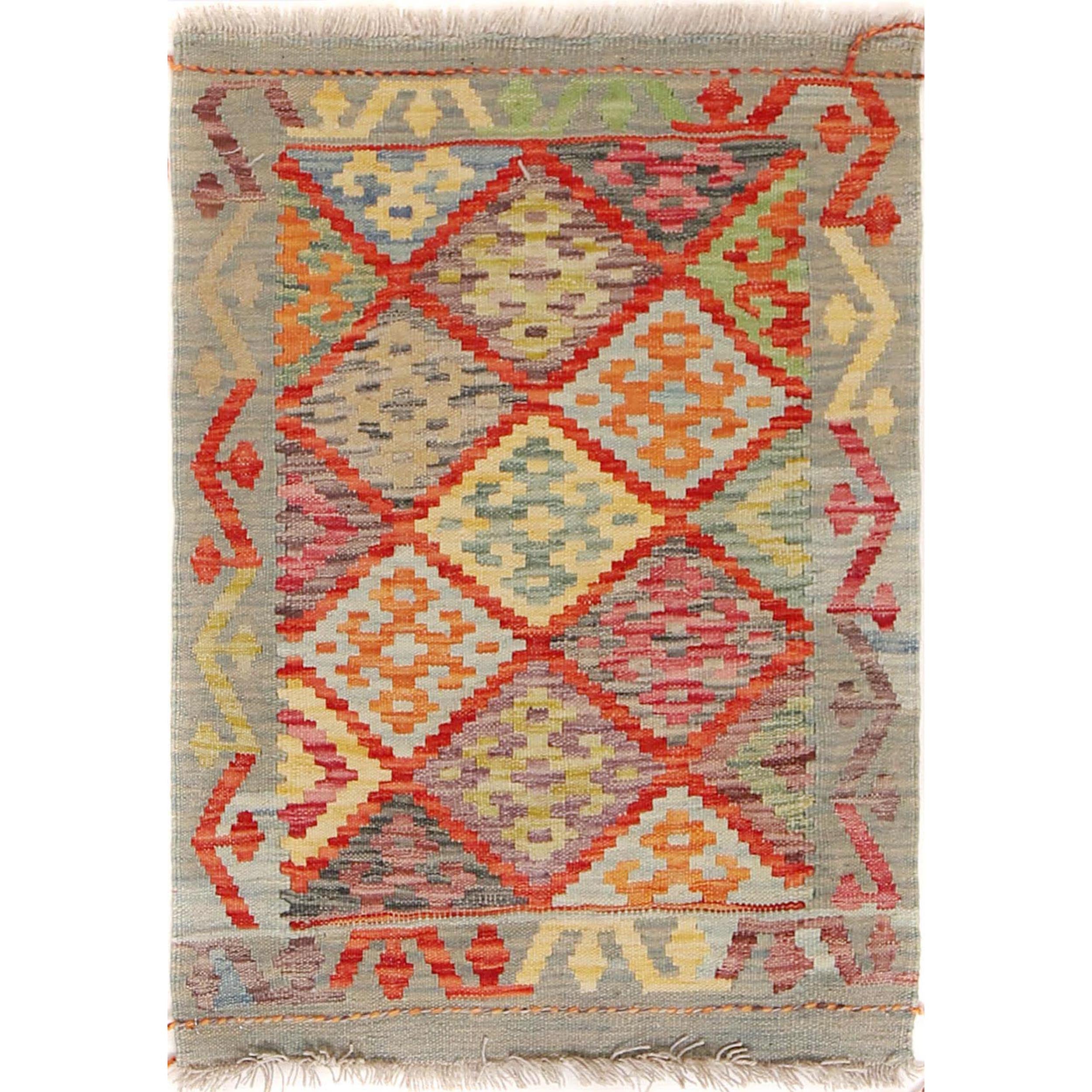 Handmade Afghan Vegetable Kilim 2' 2" x 2' 10" ft / 65 x 86 cm - No. B29984