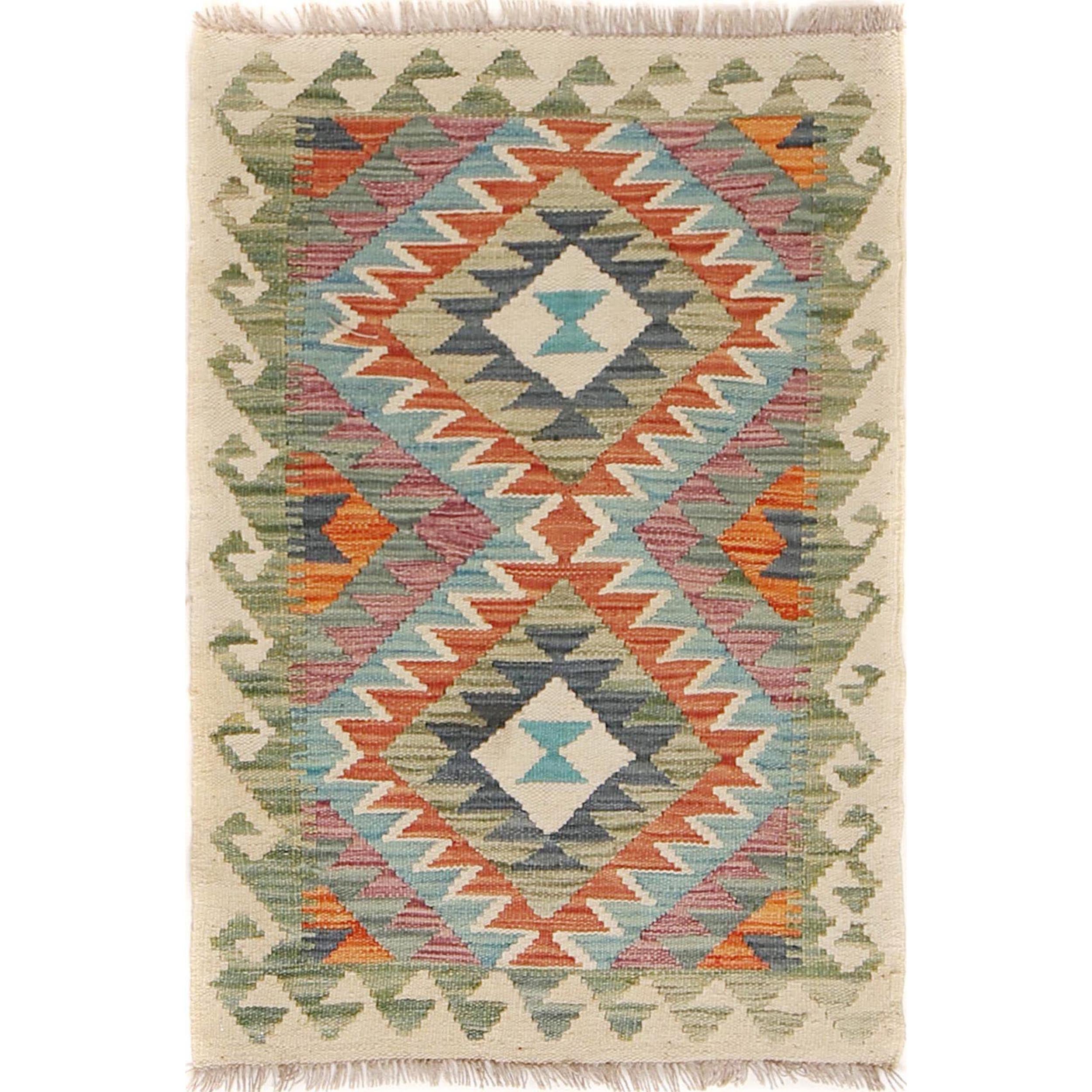 Handmade Vegetable Kilim 2' 0" x 2' 11" ft / 61 x 88 cm - No. B30006