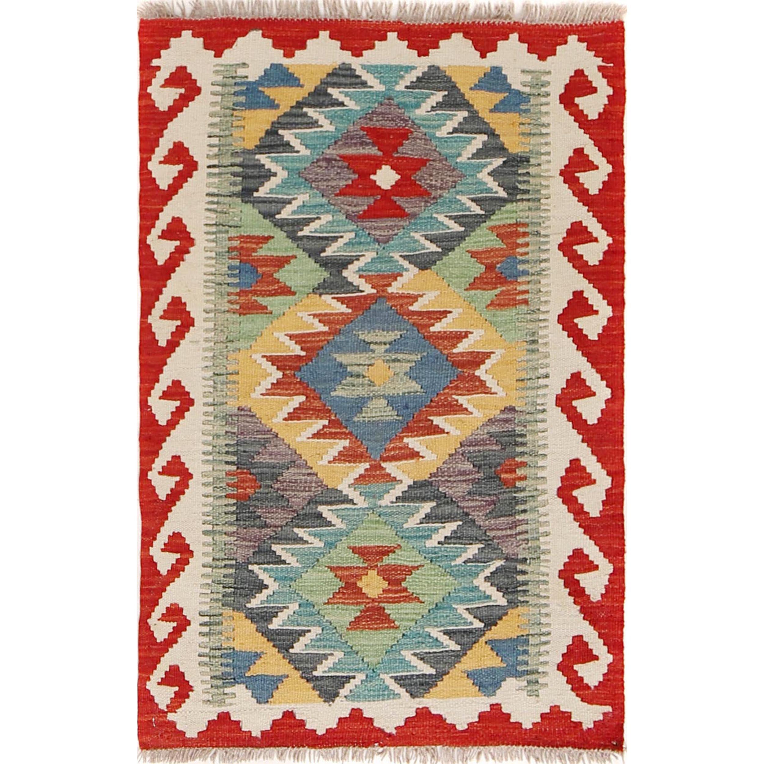 Handmade Vegetable Kelim 2' 0" x 2' 11" ft / 60 x 89 cm - No. B30010