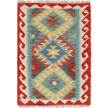 Hand Knotted Afghan Style Kilim 2' 0" x 2' 9" ft / 60 x 85 cm - No. B30014