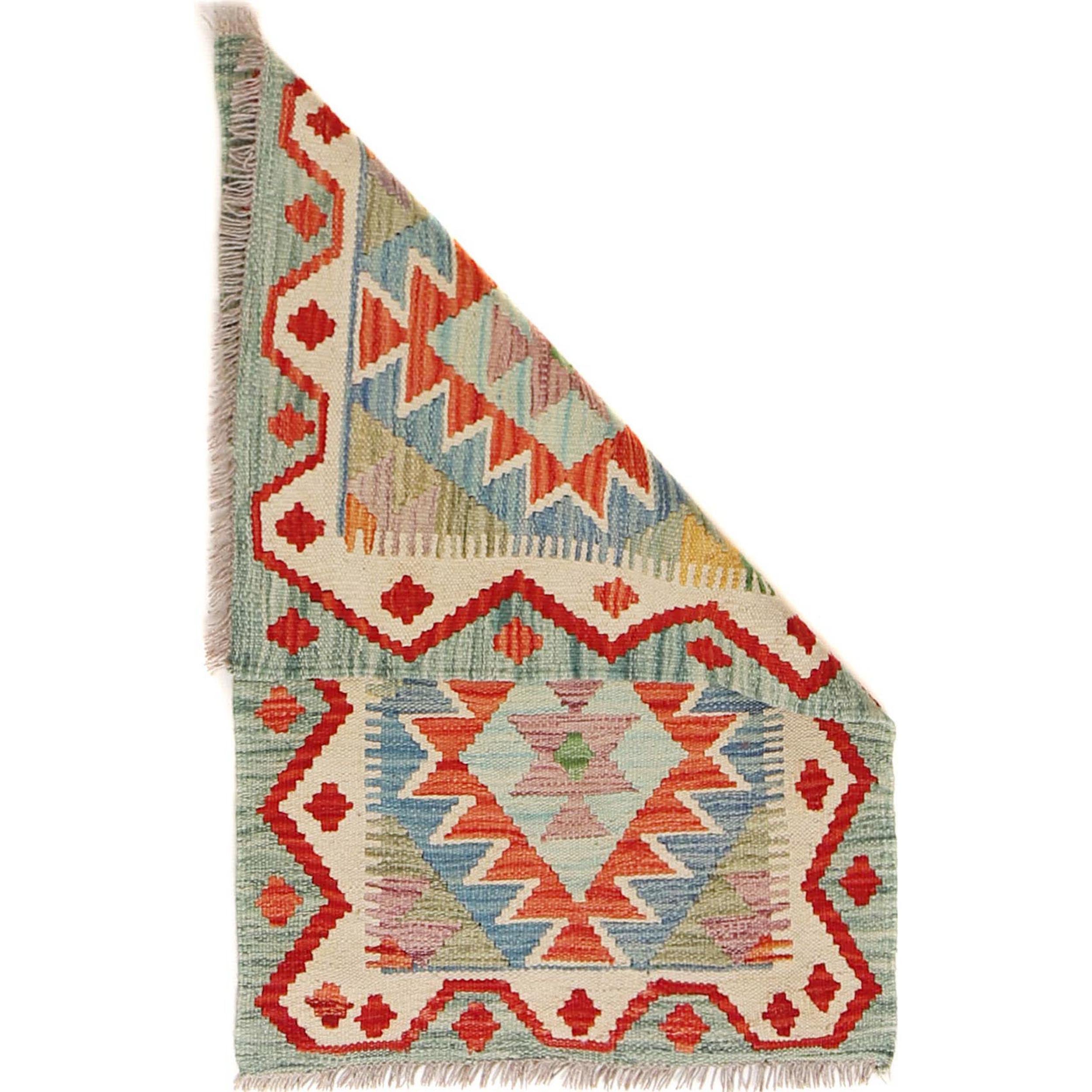 Handmade Afghan Vegetable Kilim 1' 11" x 3' 0" ft / 59 x 92 cm - No. B30024