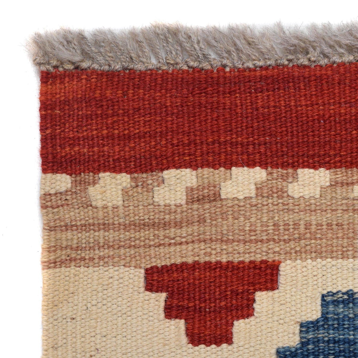 Colorful Flat-Weave Wool Kilim Runner 3' 9" x 12' 8" ft / 115 x 385 cm - No. B30040