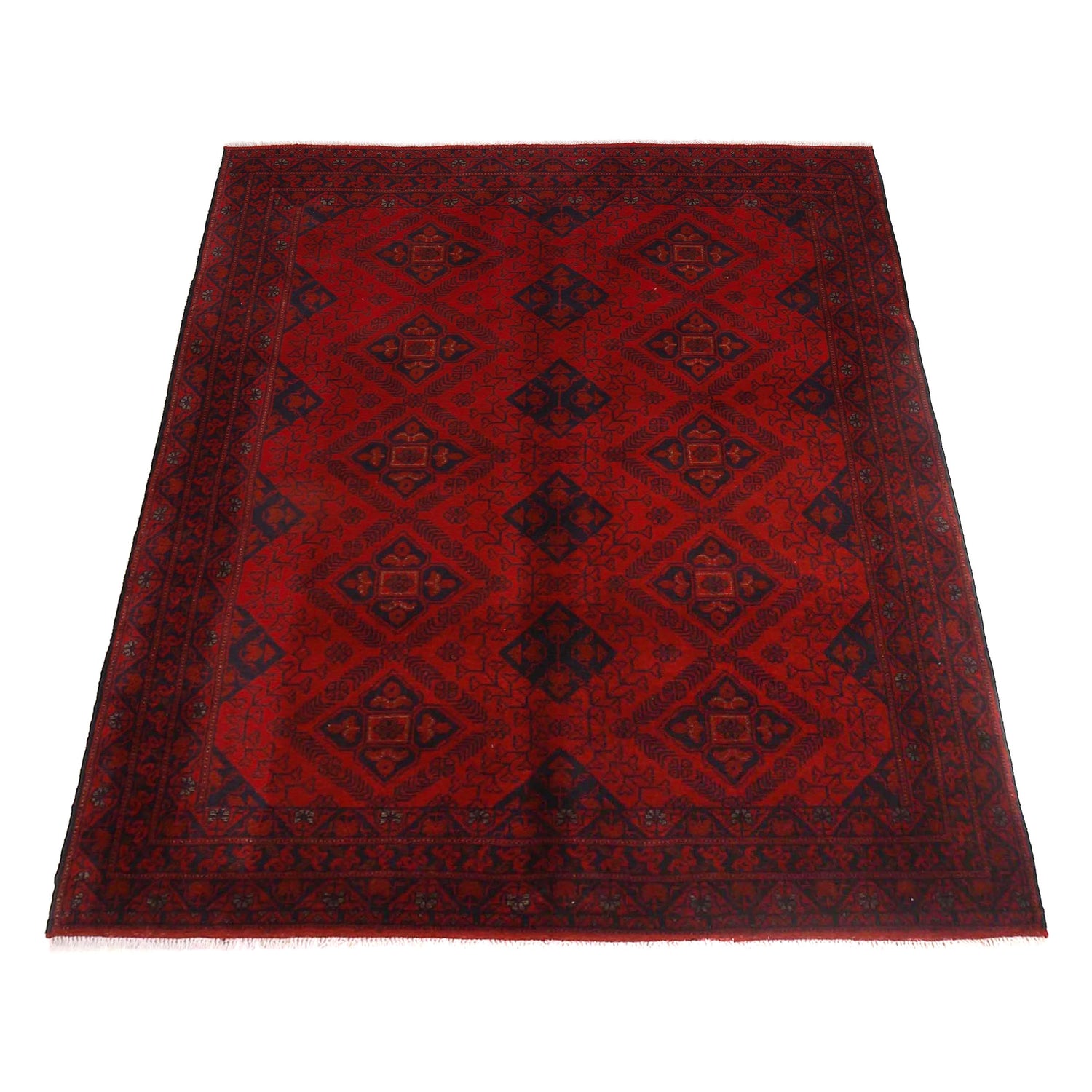 Red Color Afghan Area Rug 4' 10" x 6' 5" ft / 148 x 195 cm - No. B30060