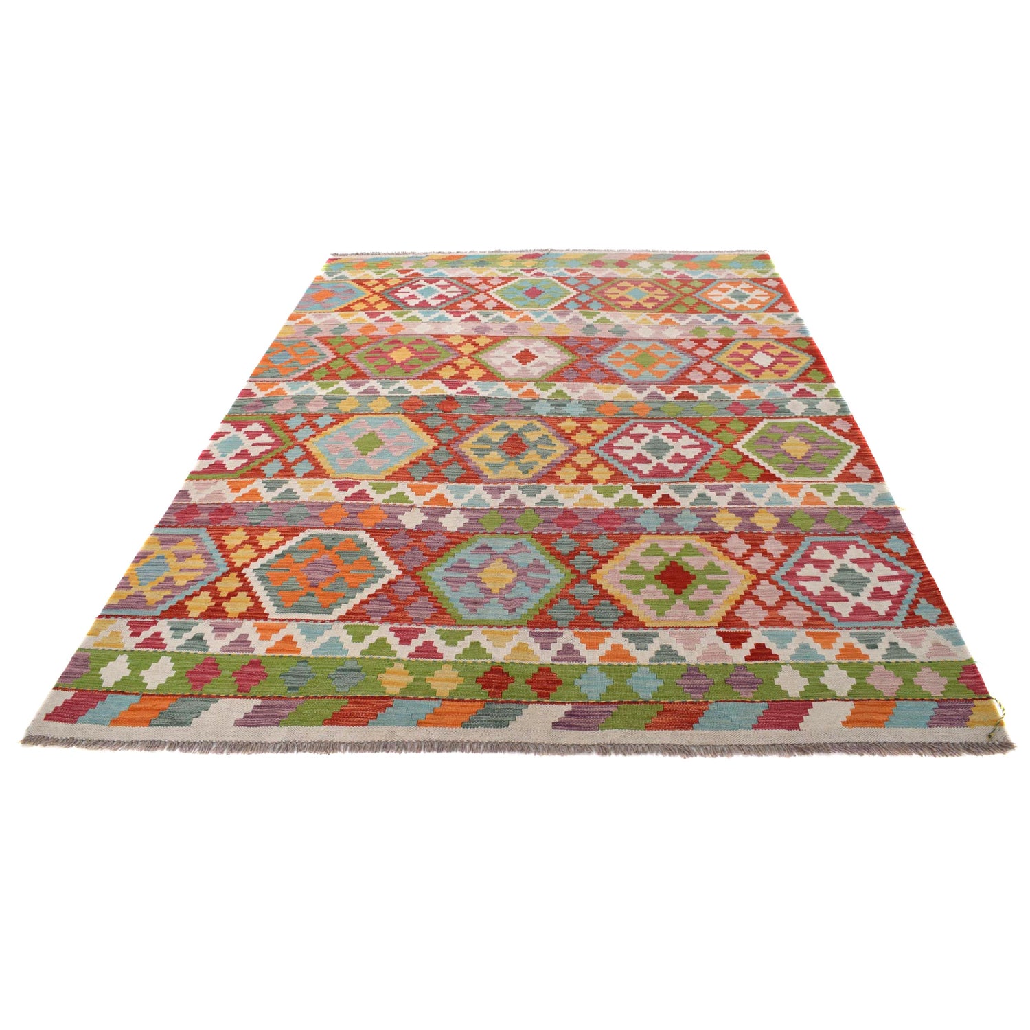Hand Knotted Flatweave Kilim 6' 0" x 8' 4" ft / 182 x 253 cm - No. B30455