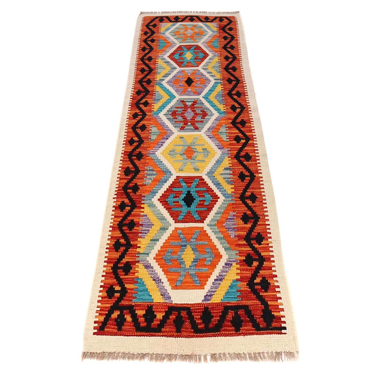 Handmade Vegetable Kilim Runner 2' 0" x 6' 5" ft / 62 x 195 cm - No. B30464