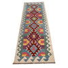 Colorful Flat-Weave Wool Kilim Runner 2' 0" x 6' 10" ft / 62 x 208 cm - No. B30465