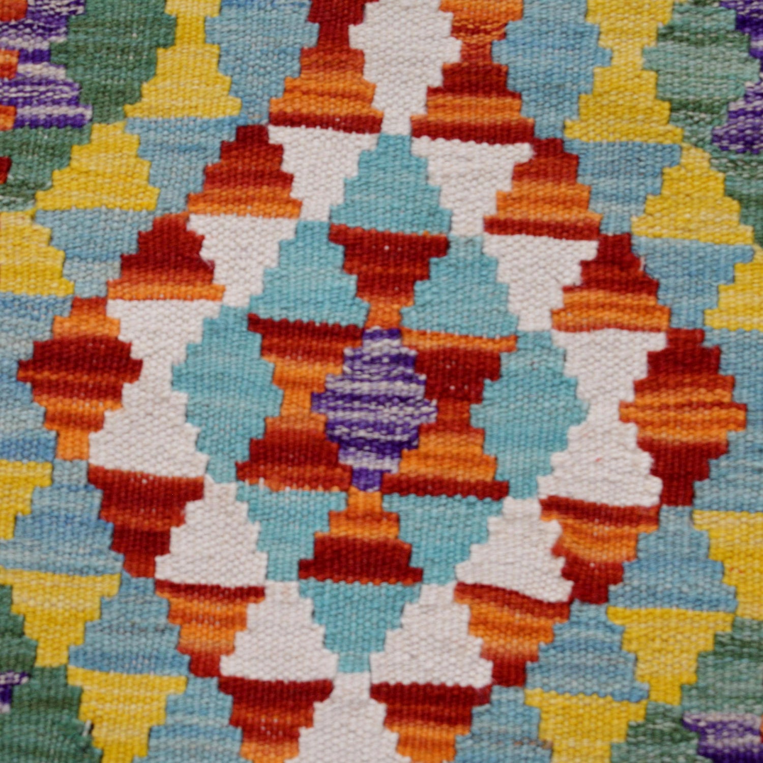 Colorful Flat-Weave Wool Kilim Runner 2' 3" x 6' 6" ft / 68 x 198 cm - No. B30470