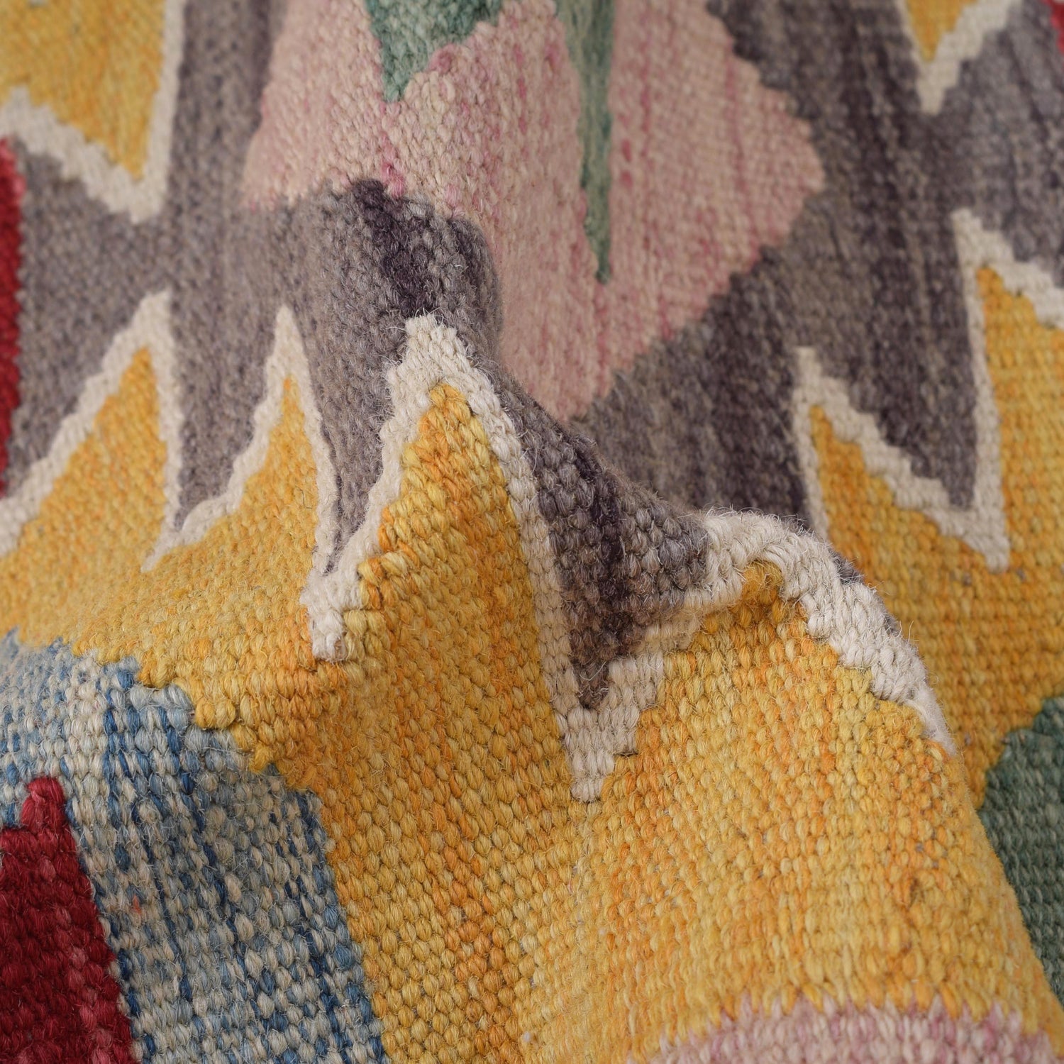 Colorful Flat-Weave Wool Kilim Runner 2' 2" x 6' 7" ft / 66 x 201 cm - No. B30493