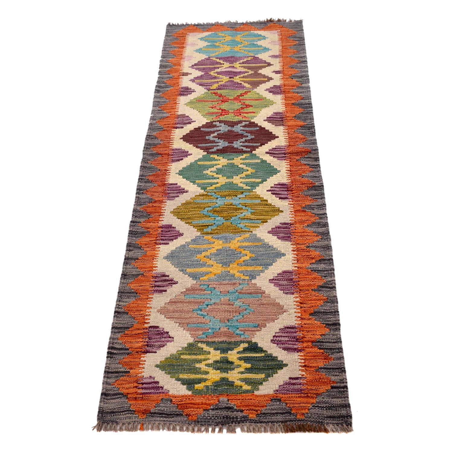 Handmade Vegetable Kilim Runner 1' 10" x 6' 5" ft / 56 x 196 cm - No. B30495
