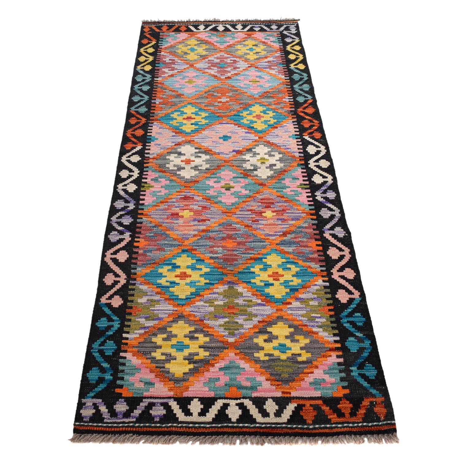 Handmade Vegetable Kilim Runner 2' 1" x 6' 7" ft / 64 x 200 cm - No. B30515