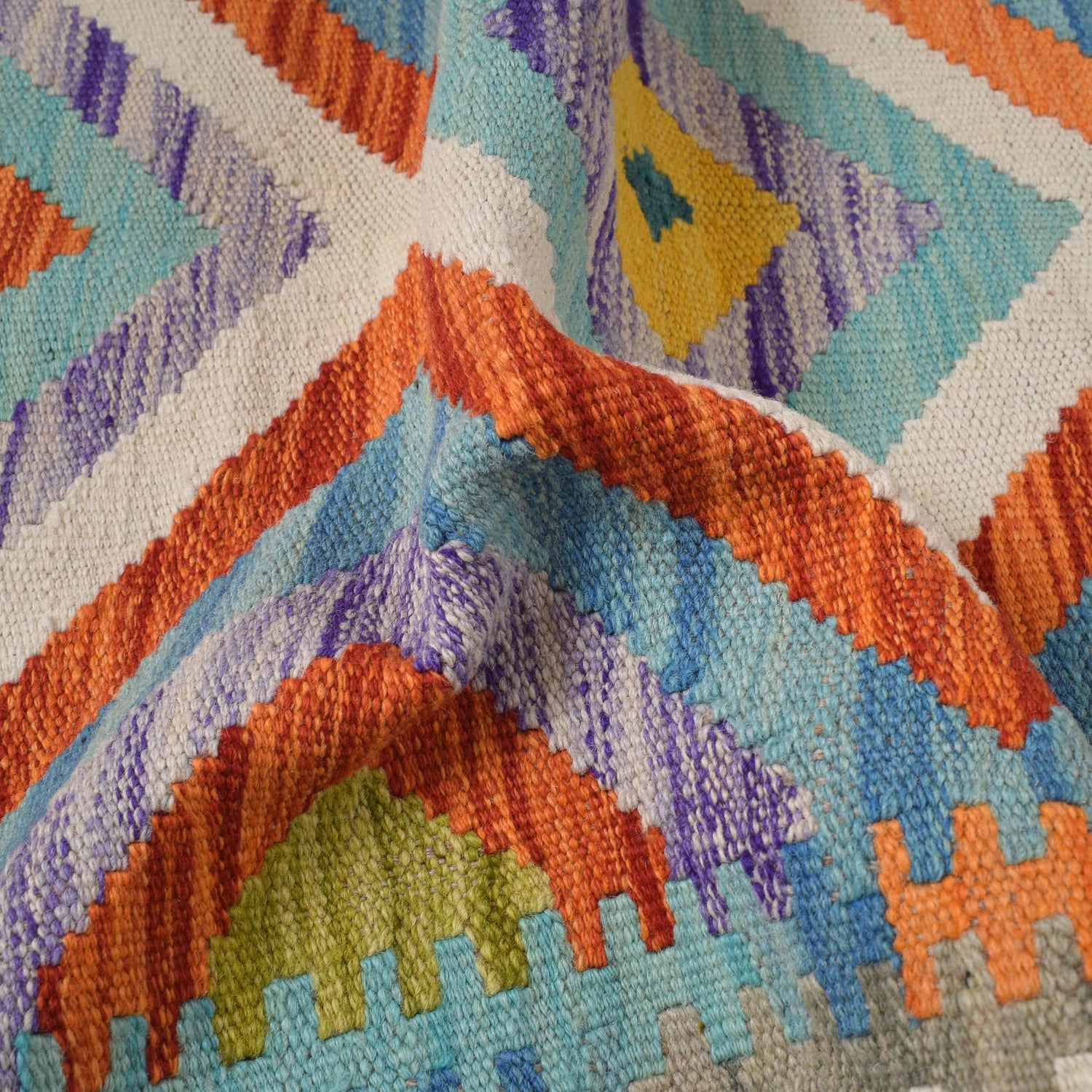 Handmade Turkish Design Wool Kilim Runner 2' 2" x 6' 3" ft / 67 x 191 cm - No. B30518