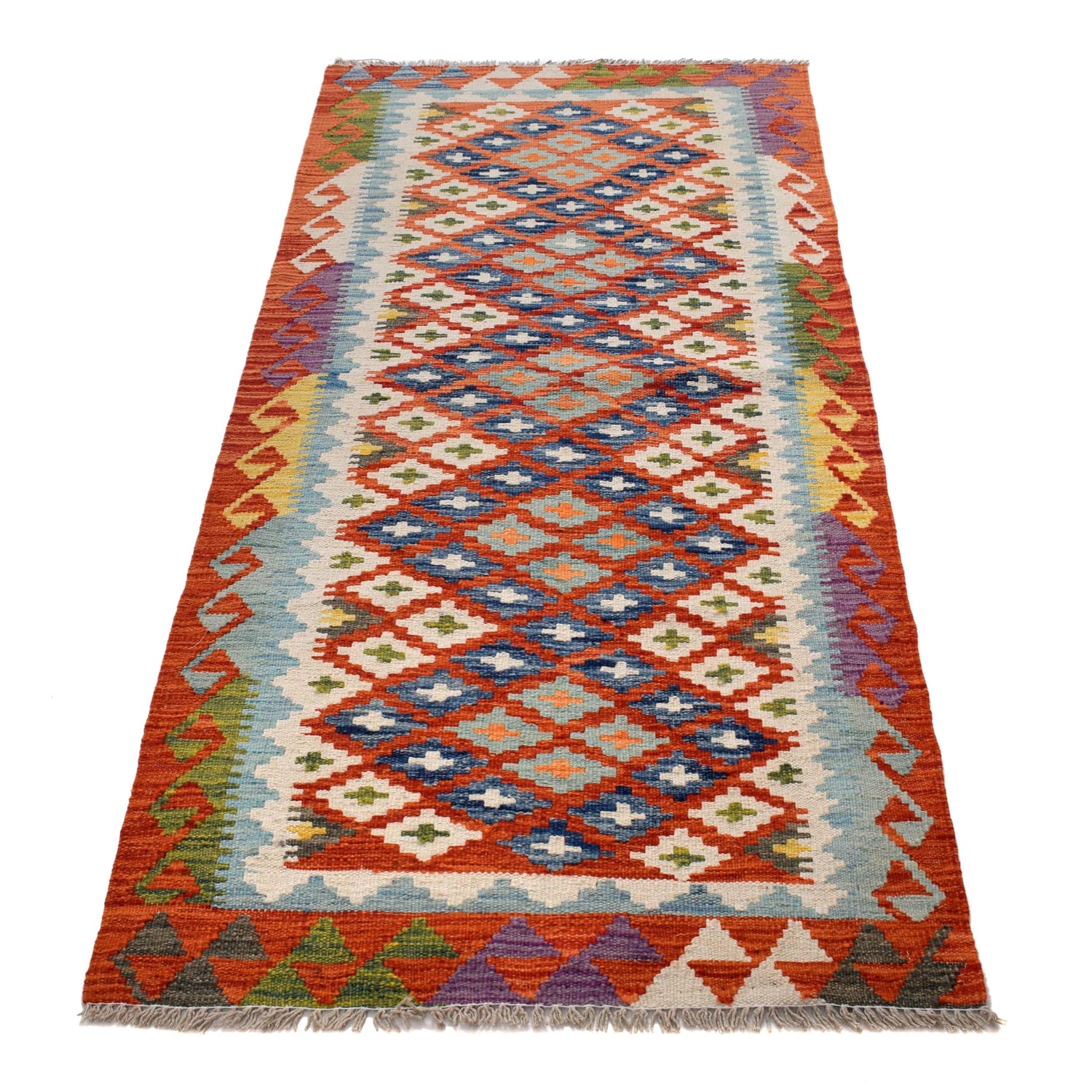 Hand Made Afghan Kilim Runner 2' 7" x 6' 5" ft / 78 x 196 cm - No. B30529
