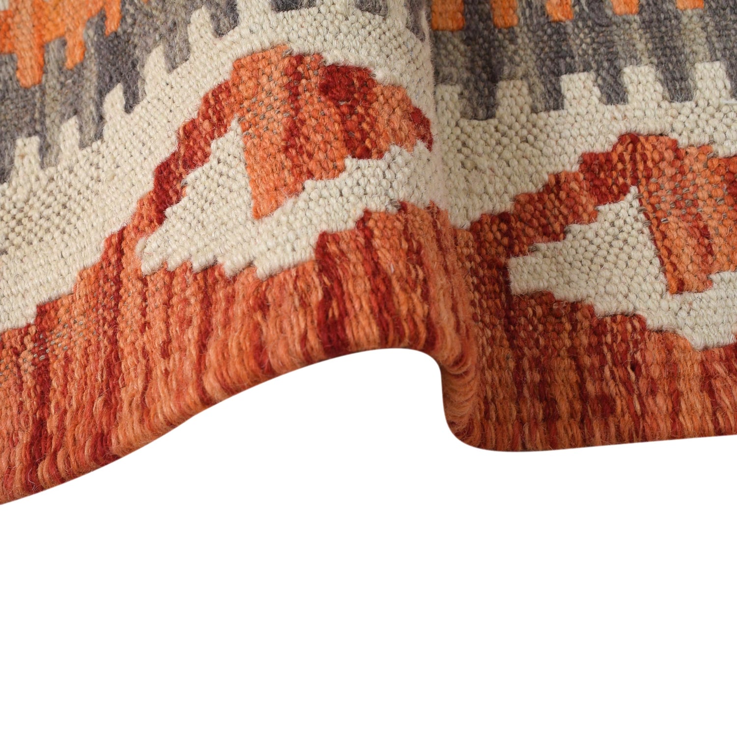 Colorful Flat-Weave Wool Kilim Runner 2' 8" x 6' 6" ft / 82 x 197 cm - No. B30539