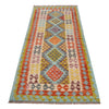 Colorful Flat-Weave Wool Kilim Runner 2' 8" x 6' 10" ft / 82 x 209 cm - No. B30541