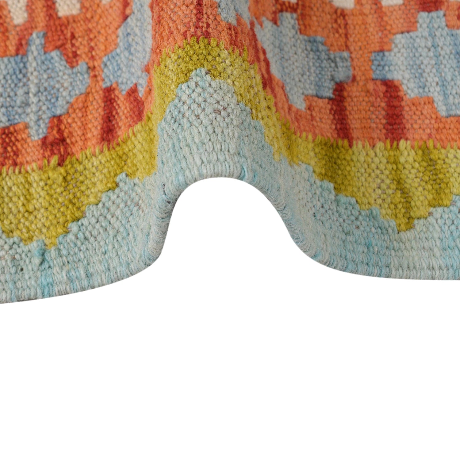 Colorful Flat-Weave Wool Kilim Runner 2' 8" x 6' 10" ft / 82 x 209 cm - No. B30541