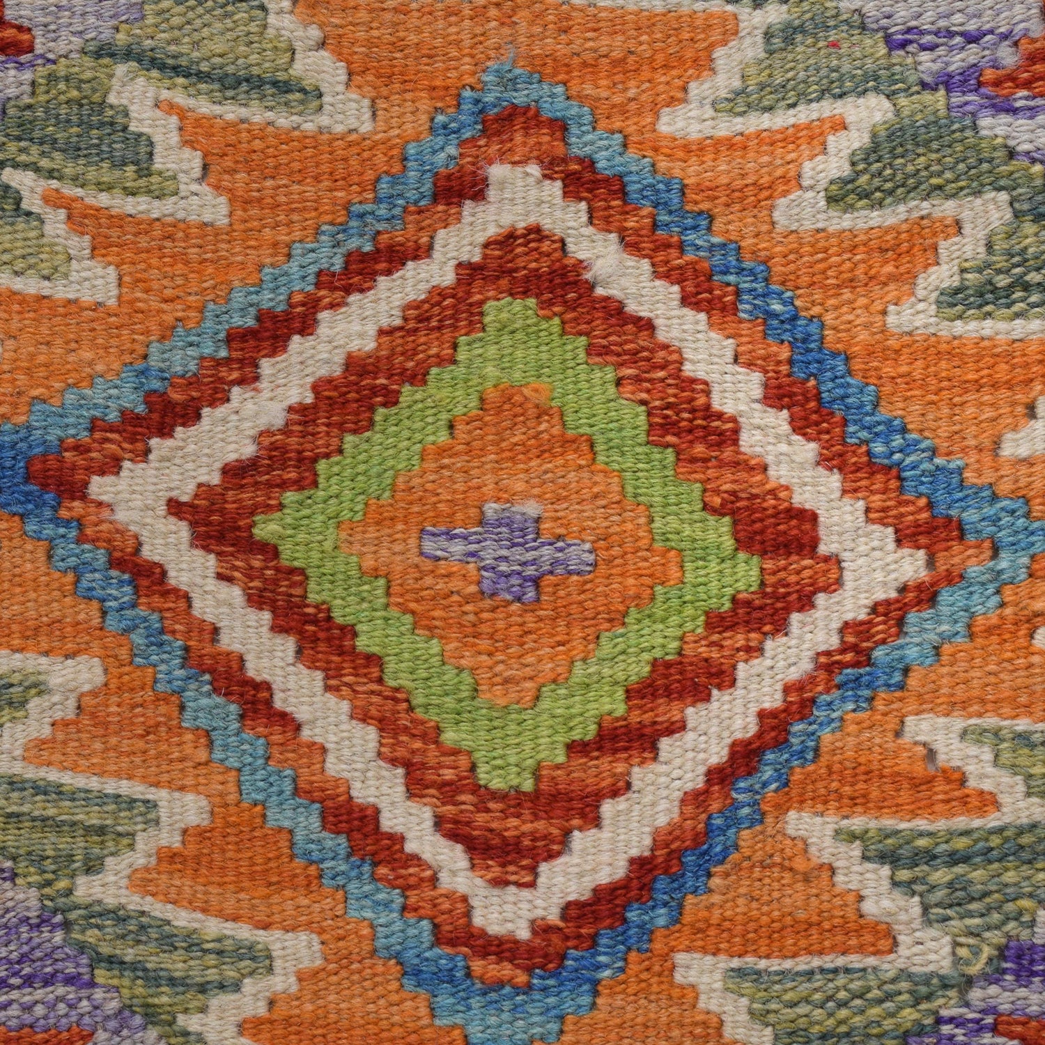 Hand Knotted Afghan Style Kilim Runner 2' 5" x 6' 2" ft / 74 x 189 cm - No. B30544
