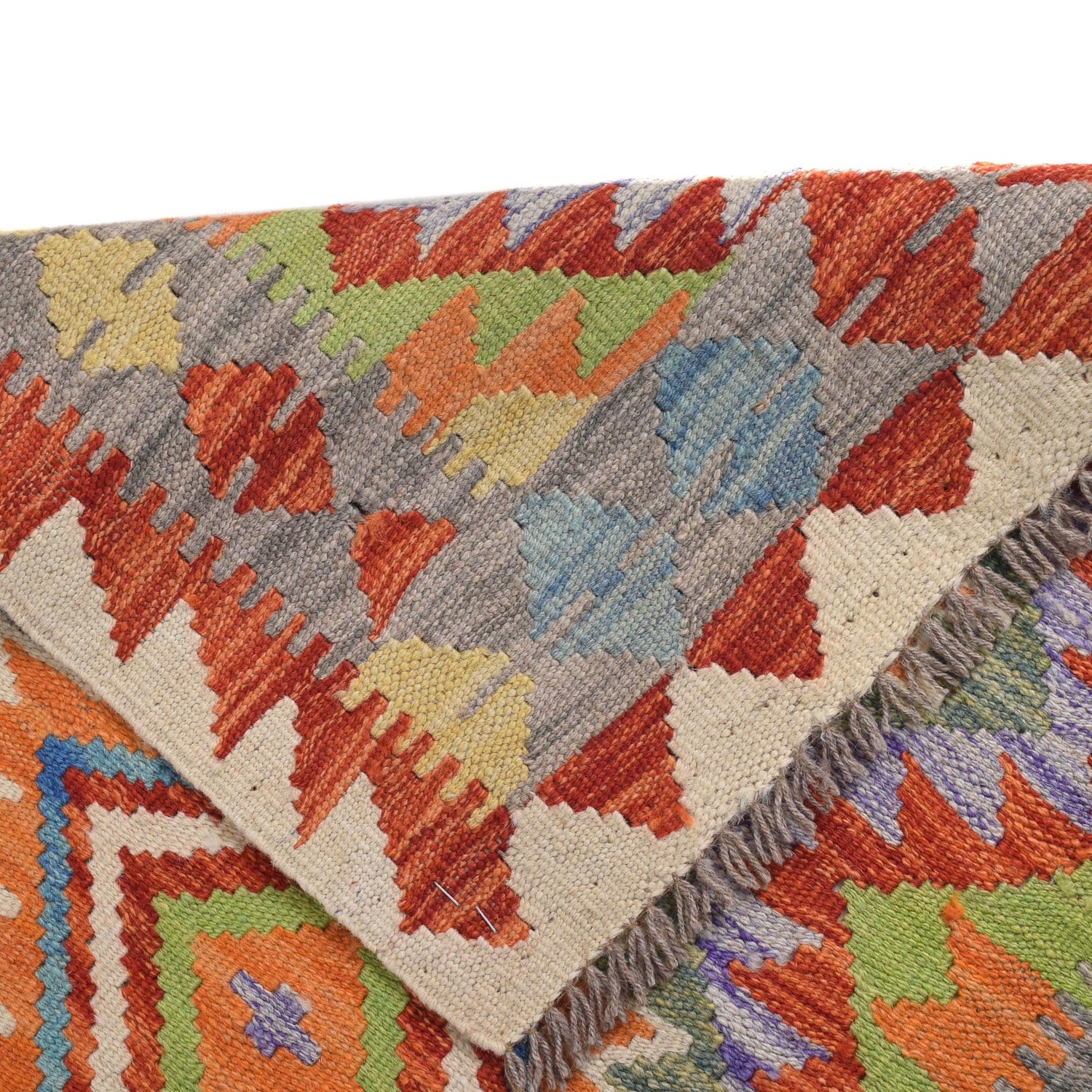 Hand Knotted Afghan Style Kilim Runner 2' 5" x 6' 2" ft / 74 x 189 cm - No. B30544