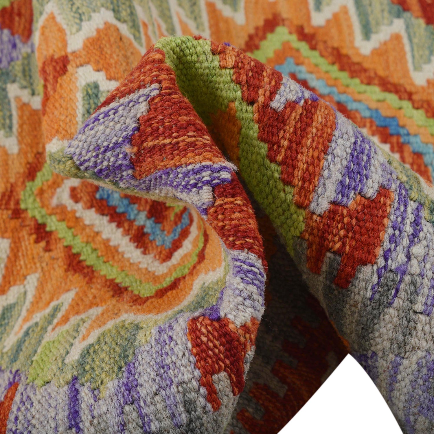 Hand Knotted Afghan Style Kilim Runner 2' 5" x 6' 2" ft / 74 x 189 cm - No. B30544