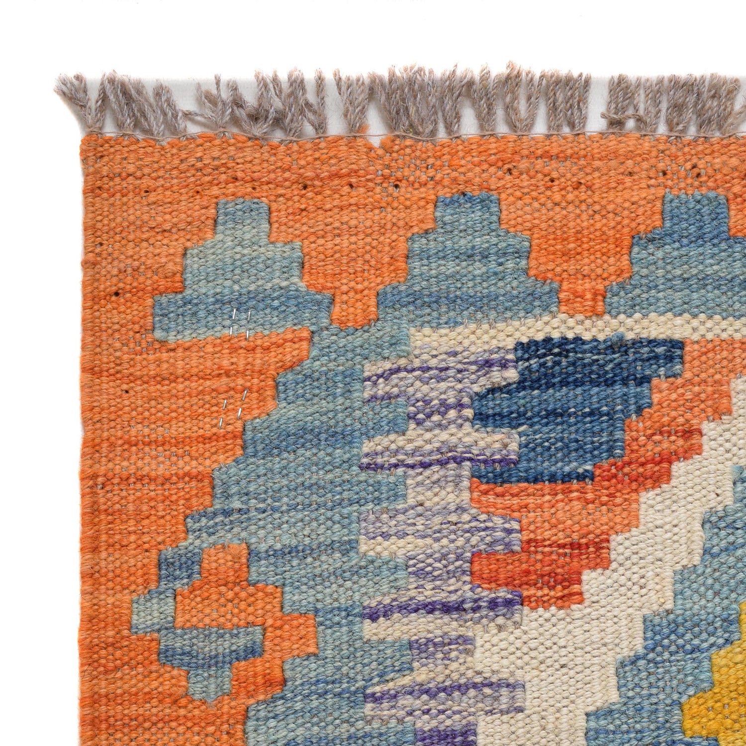 Hand Woven Wool Kelim Runner 2' 8" x 6' 9" ft / 81 x 205 cm - No. B30551