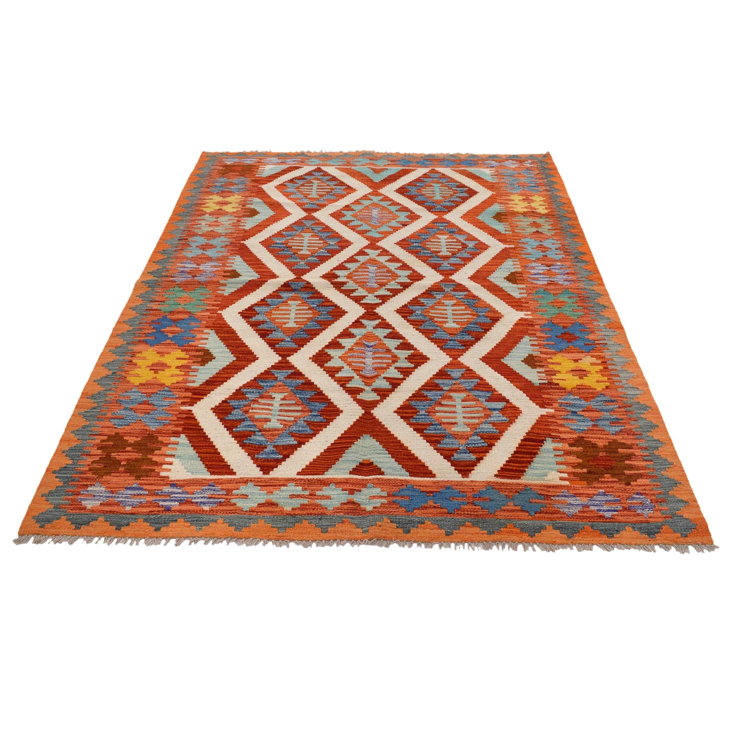 Hand Knotted Flatweave Kilim 4' 10" x 6' 9" ft / 147 x 206 cm - No. B30571