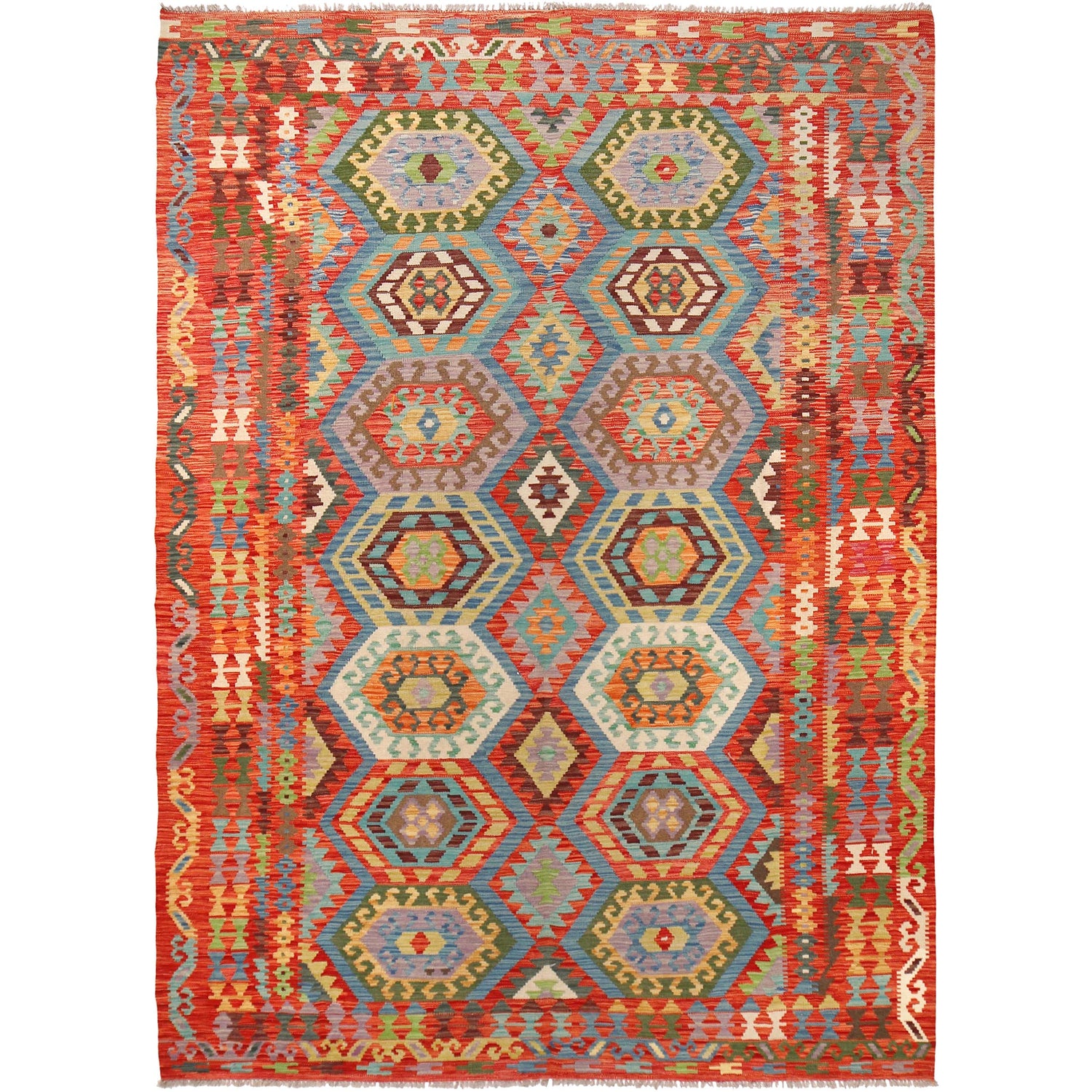 Handmade Vegetable Kelim 6' 7" x 9' 9" ft / 201 x 296 cm - No. B30592