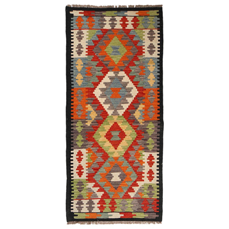 Handmade Turkish Design Wool Kilim Runner 2' 9" x 6' 4" ft / 83 x 194 cm - No. B30594