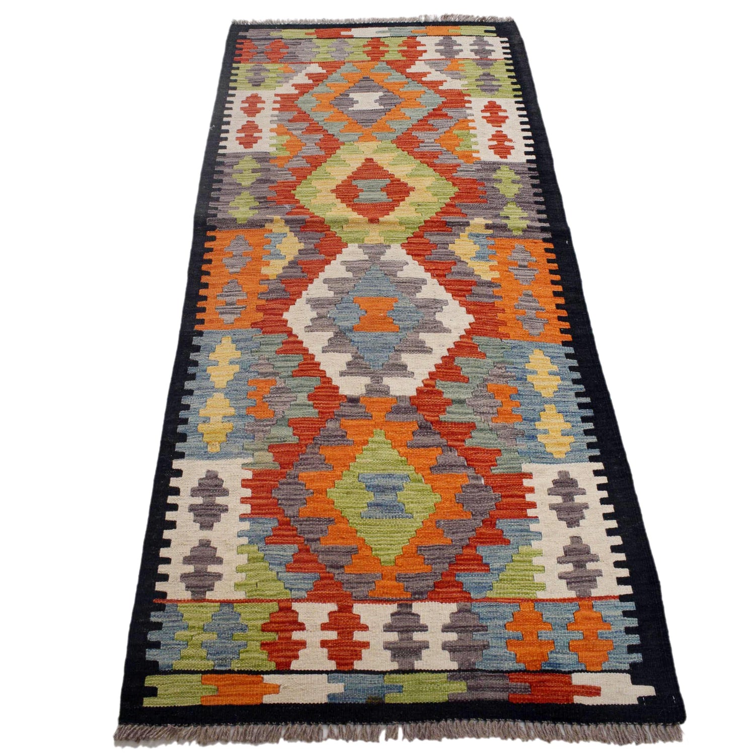 Handmade Turkish Design Wool Kilim Runner 2' 9" x 6' 4" ft / 83 x 194 cm - No. B30594