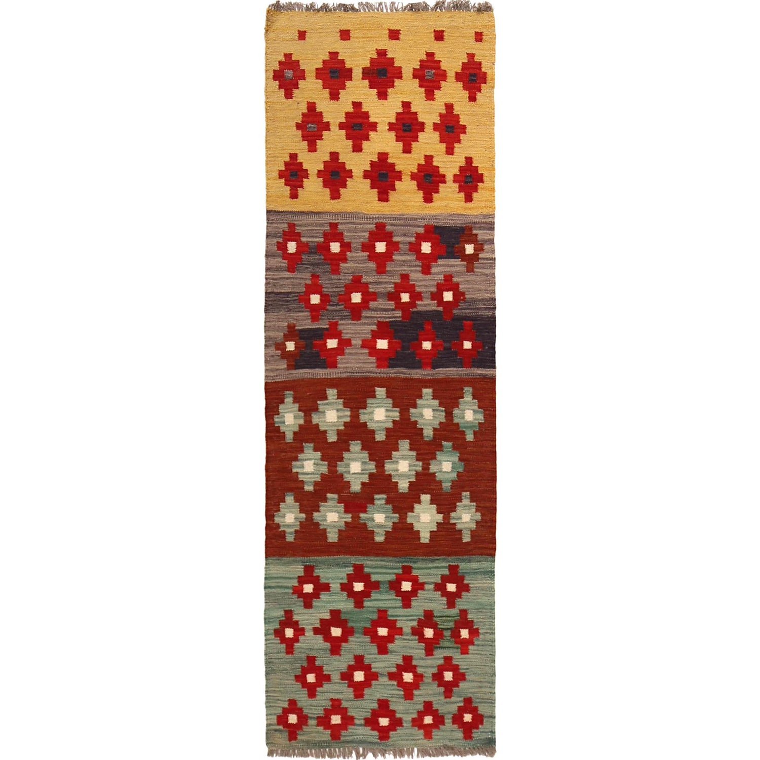 Hand Knotted Flatweave Kilim Runner 1' 10" x 6' 4" ft / 55 x 194 cm - No. B30596