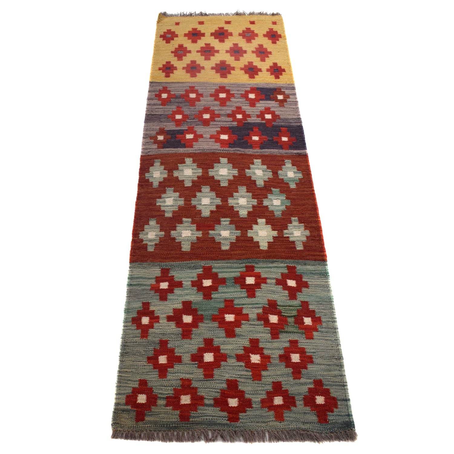 Hand Knotted Flatweave Kilim Runner 1' 10" x 6' 4" ft / 55 x 194 cm - No. B30596