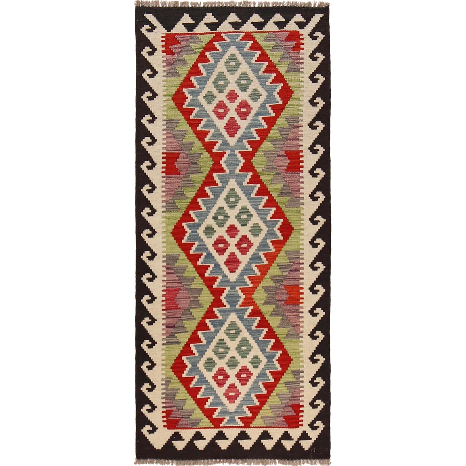 Hand Knotted Flatweave Kilim Runner 2' 3" x 5' 3" ft / 68 x 160 cm - No. B30603