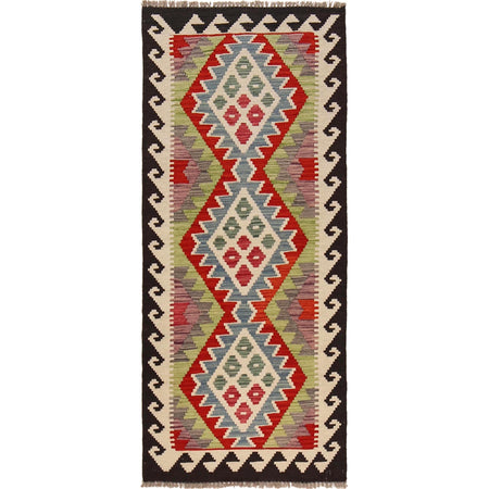 Hand Knotted Flatweave Kilim Runner 2' 3" x 5' 3" ft / 68 x 160 cm - No. B30603
