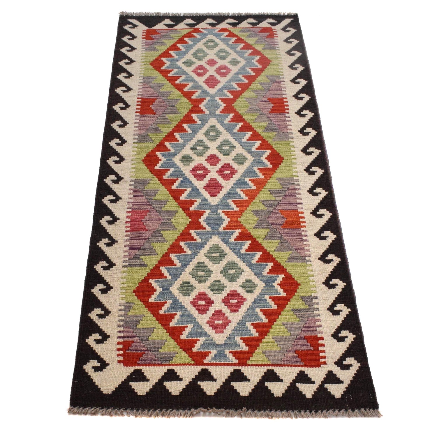 Hand Knotted Flatweave Kilim Runner 2' 3" x 5' 3" ft / 68 x 160 cm - No. B30603