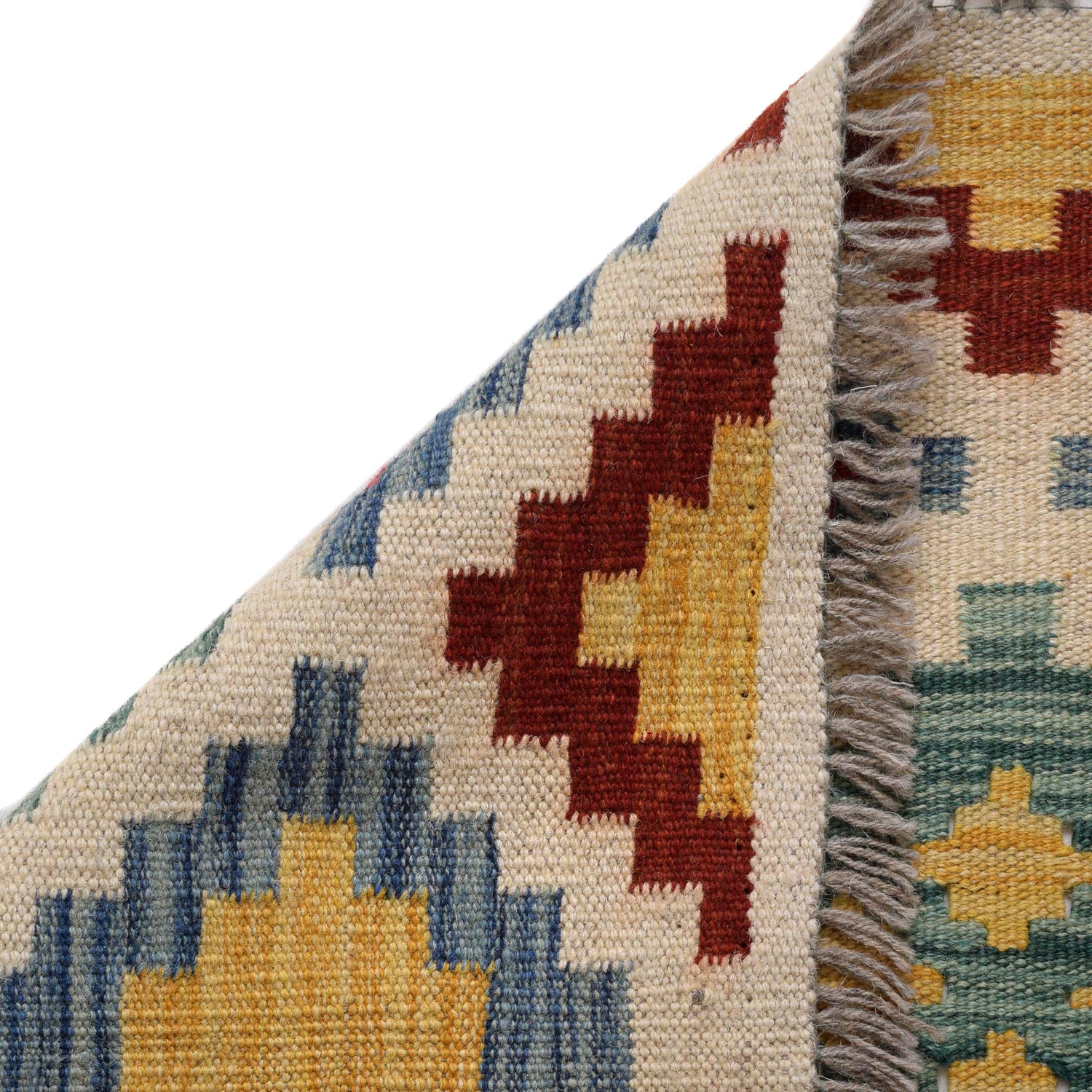 Colorful Flat-Weave Wool Kilim Runner 1' 9" x 5' 7" ft / 53 x 170 cm - No. B30610