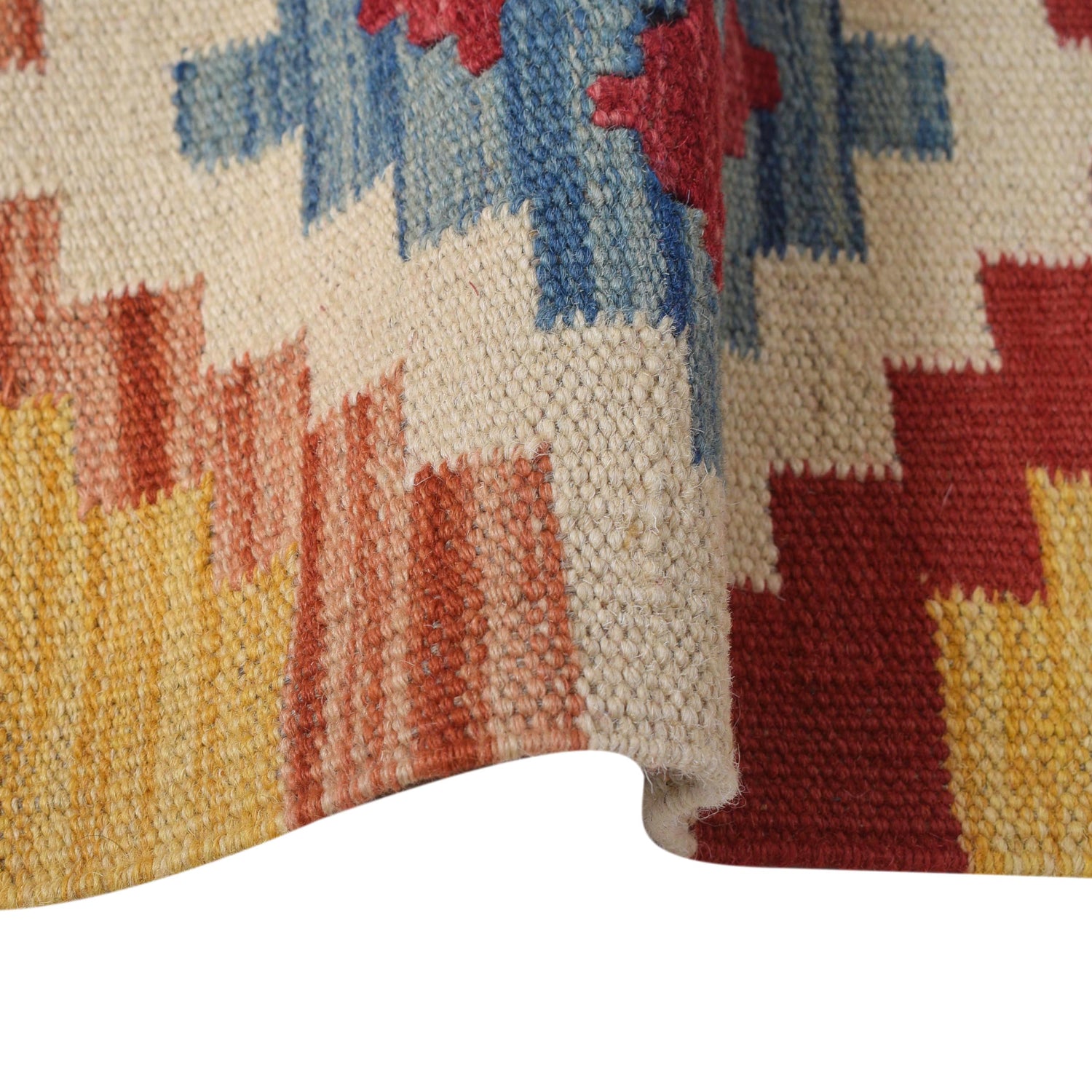 Colorful Flat-Weave Wool Kilim Runner 1' 9" x 5' 7" ft / 53 x 170 cm - No. B30610