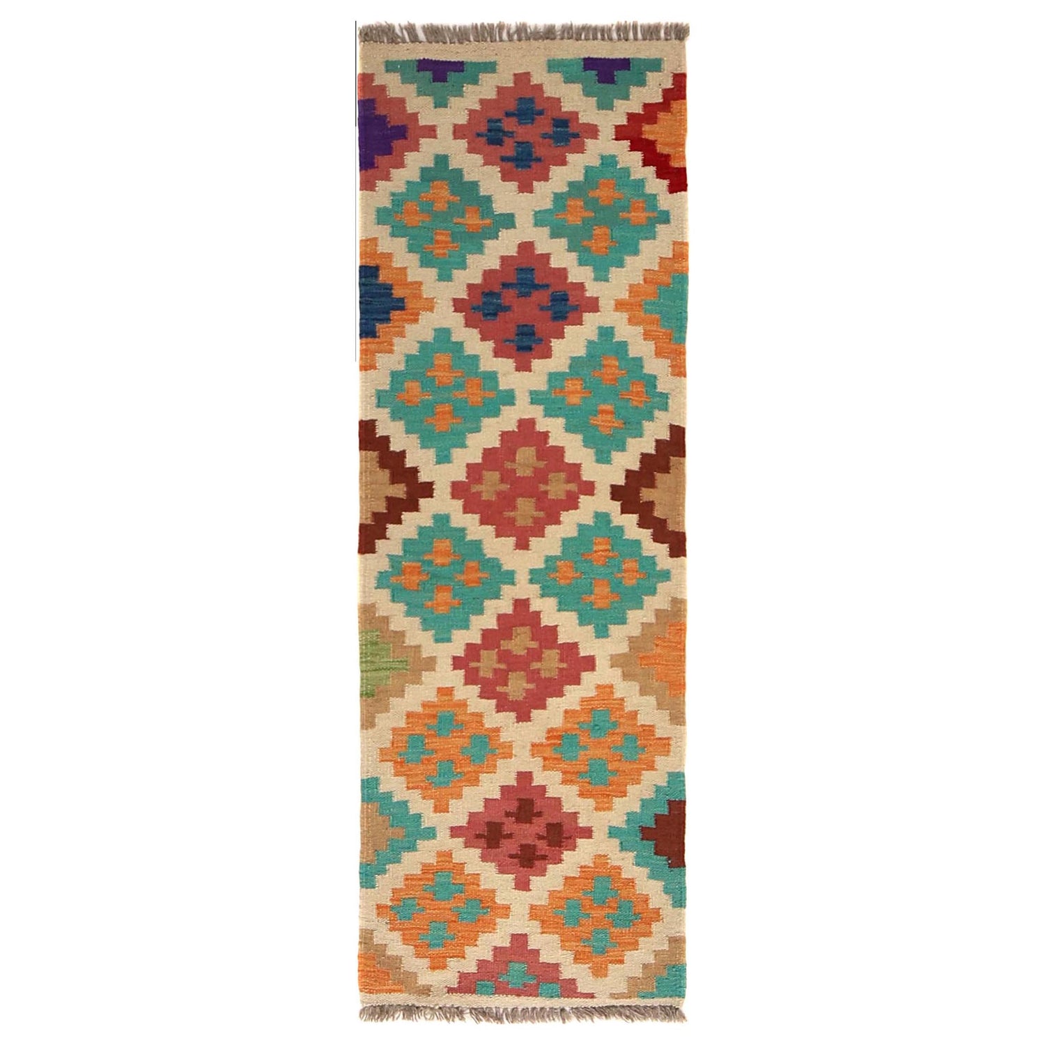 Hand Made Afghan Kilim Runner 1' 7" x 4' 9" ft / 47 x 145 cm - No. B30617