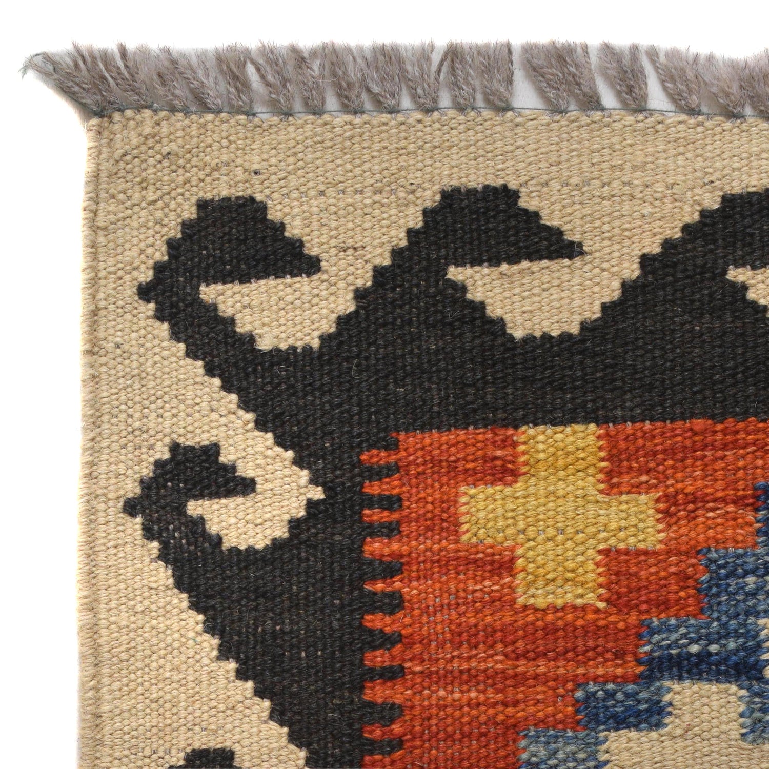 Colorful Flat-Weave Wool Kilim Runner 1' 8" x 4' 11" ft / 51 x 149 cm - No. B30624