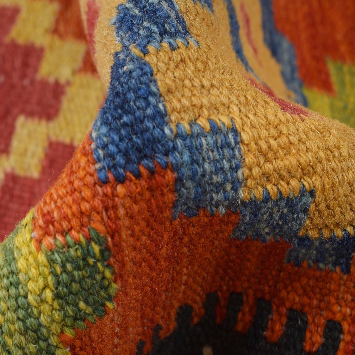 Colorful Flat-Weave Wool Kilim Runner 1' 8" x 4' 11" ft / 51 x 149 cm - No. B30624