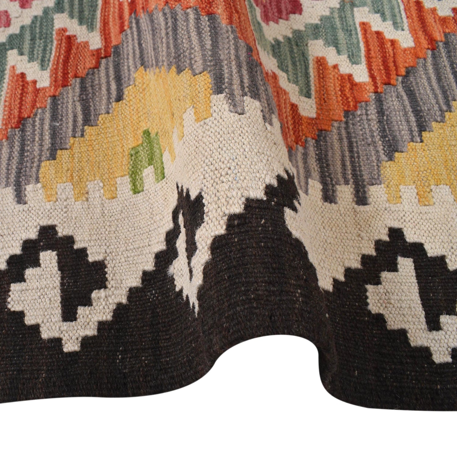 Hand Knotted Afghan Style Kilim Runner 2' 9" x 8' 0" ft / 85 x245 cm - No. B30630