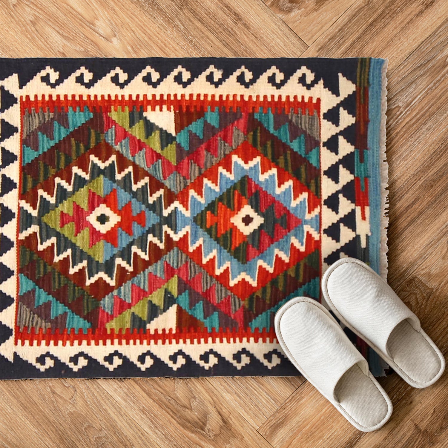 Handmade Vegetable Kilim 2' 3 x 3' 0" ft / 68 x 91 cm - No. B30660