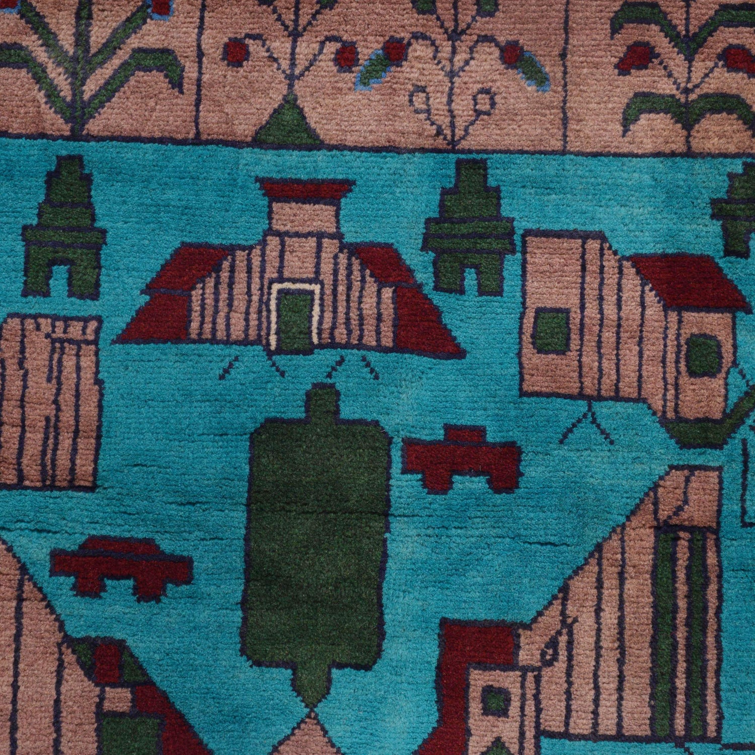 Handcrafted Afghan War Rug 4' 0" x 6' 0" ft / 121 x 183 cm - No. B30664