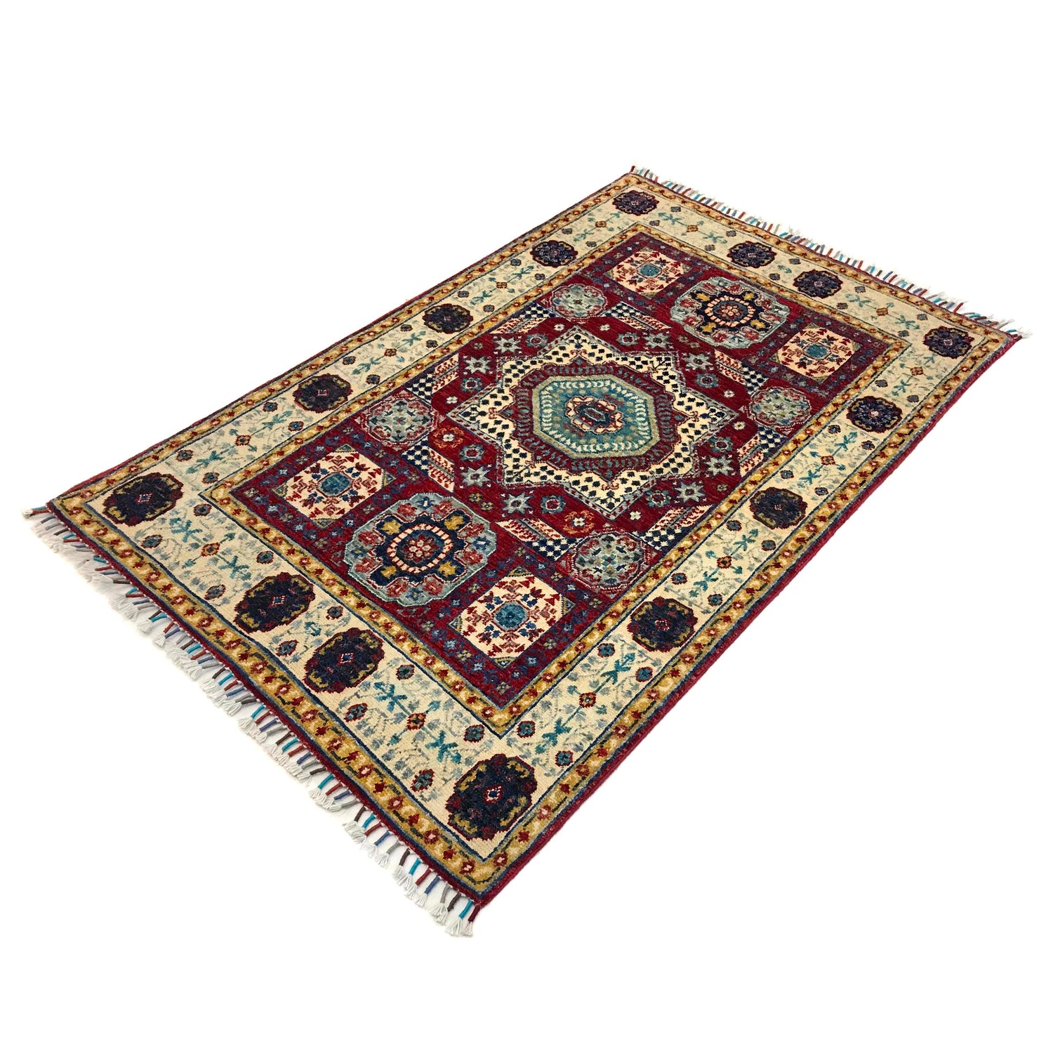 Red Color Mamluk Carpet 3' 3" x 4' 11" ft / 98 x 149 cm - No. B31298