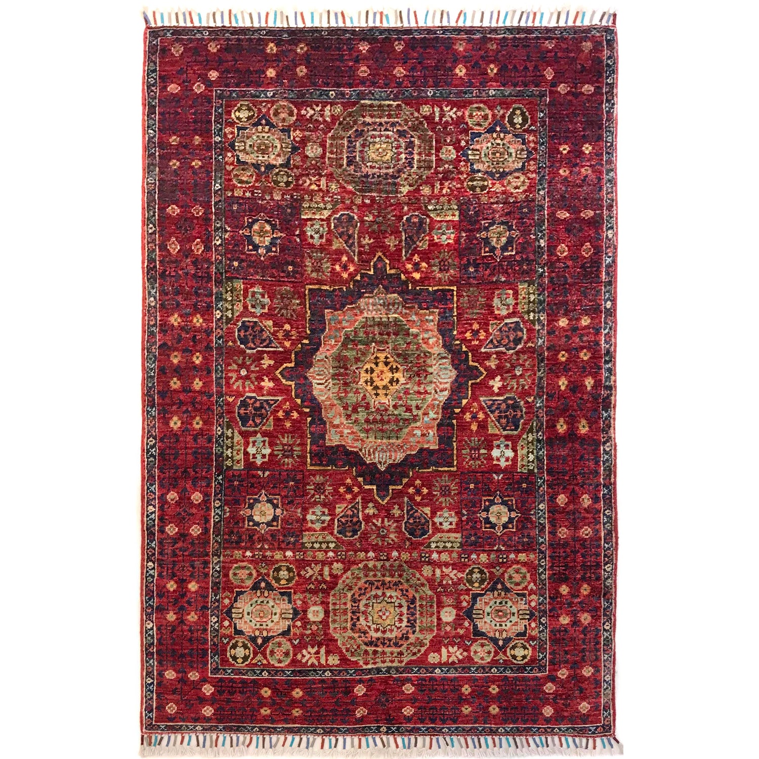 Oriental Mamluk Area Rug 3' 3" x 4' 9" ft / 100 x 146 cm - No. B31326