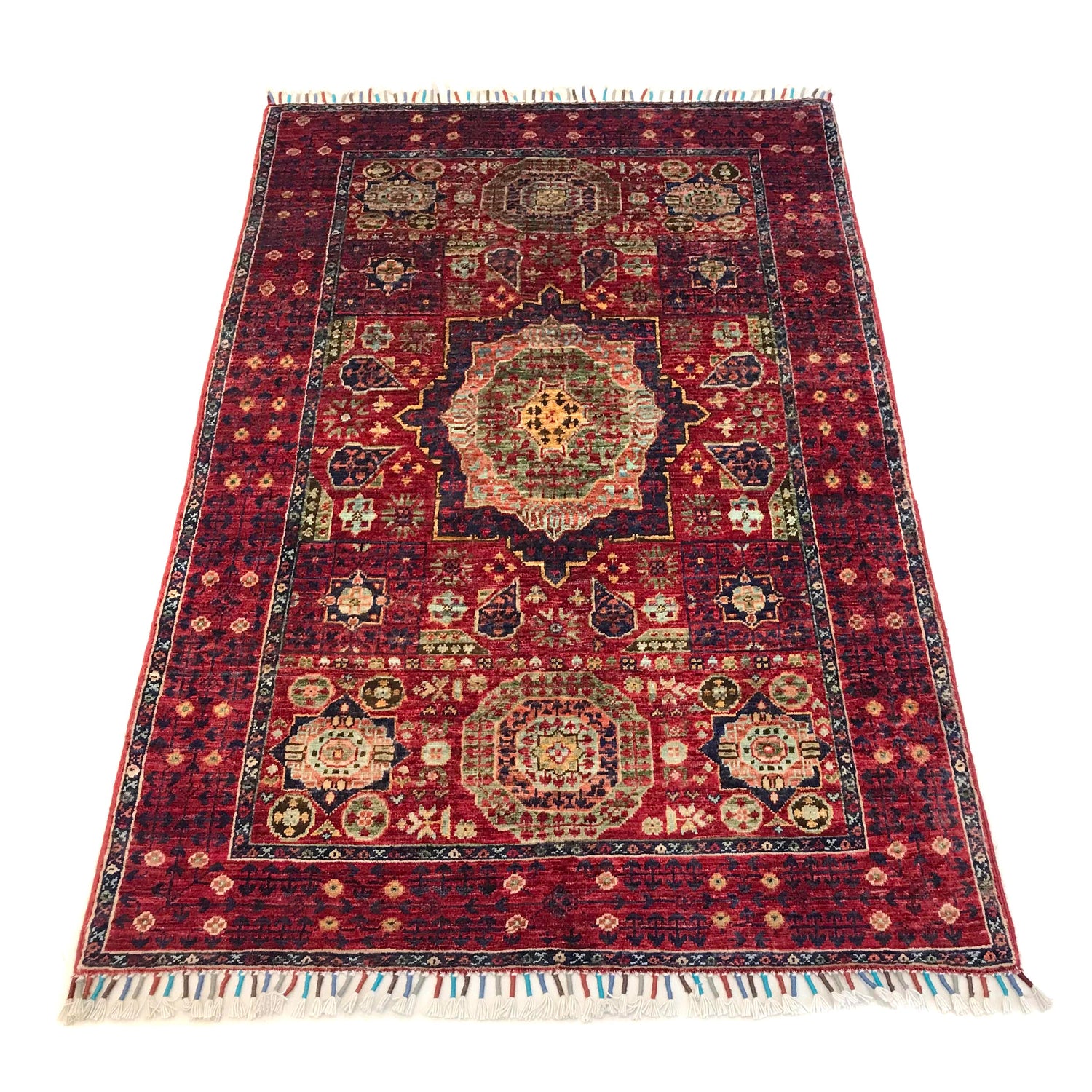 Oriental Mamluk Area Rug 3' 3" x 4' 9" ft / 100 x 146 cm - No. B31326