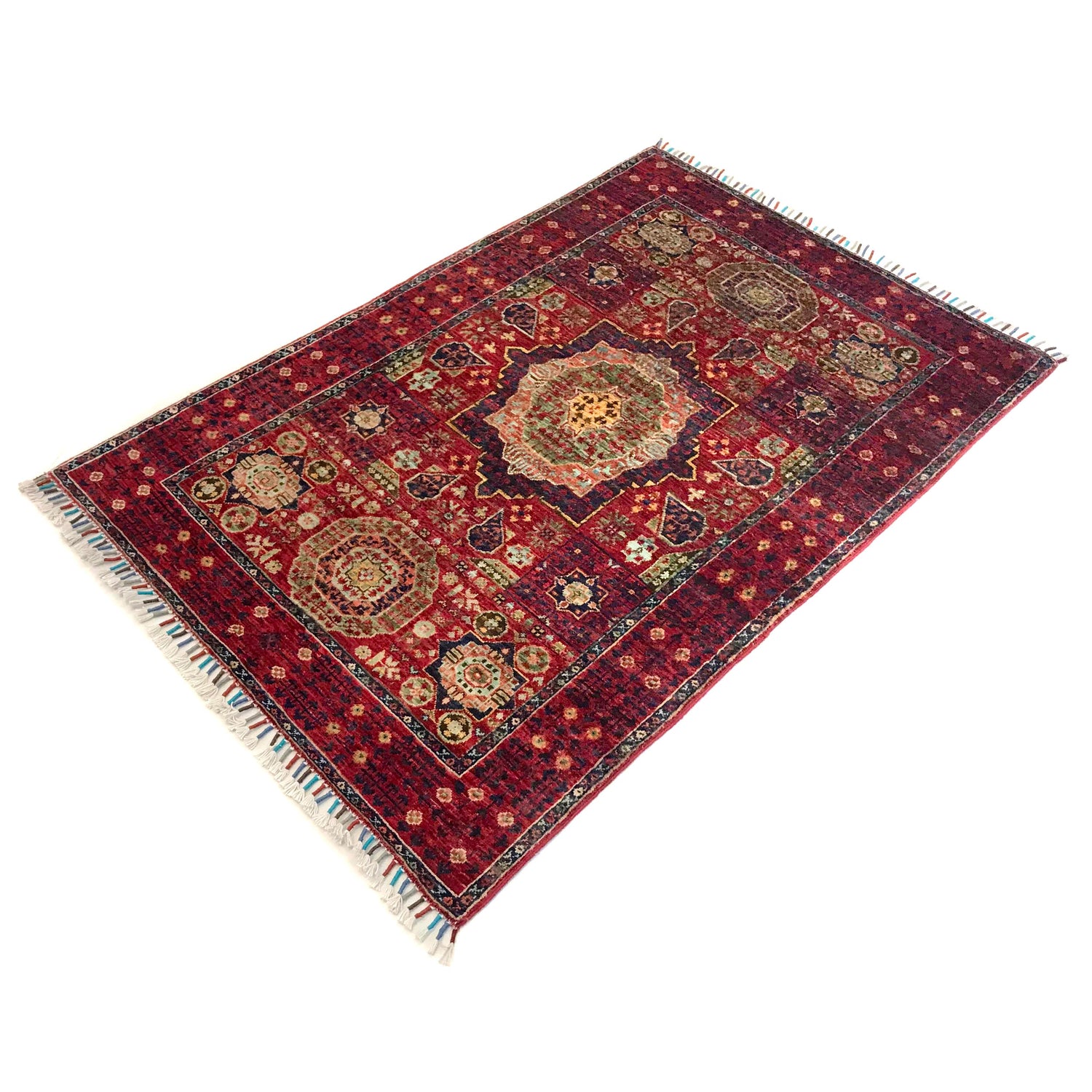 Oriental Mamluk Area Rug 3' 3" x 4' 9" ft / 100 x 146 cm - No. B31326