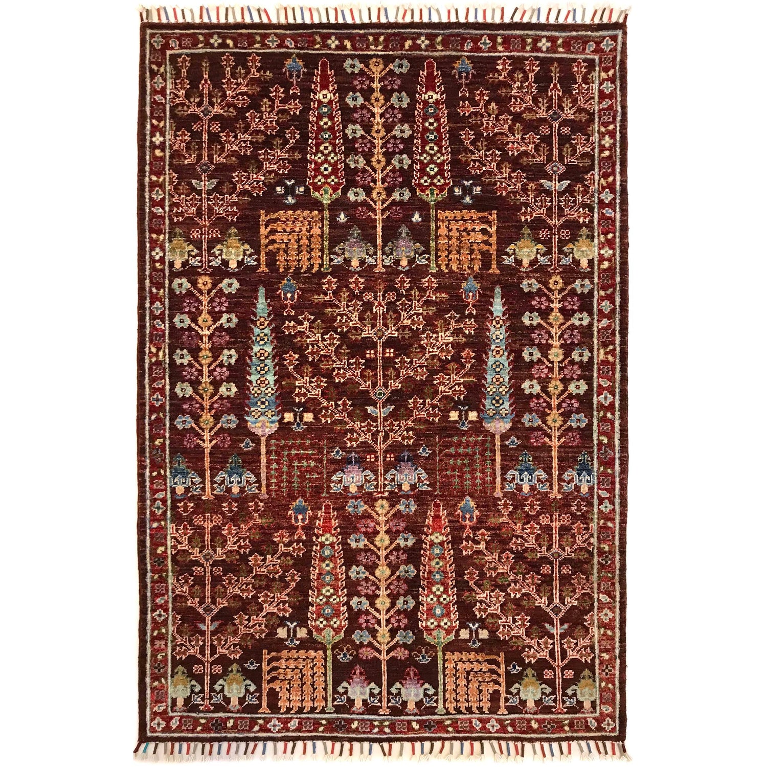 Hand Knotted Modern Tree of Life Rug 3' 5" x 5' 0" ft / 104 x 153 cm - No. B31328