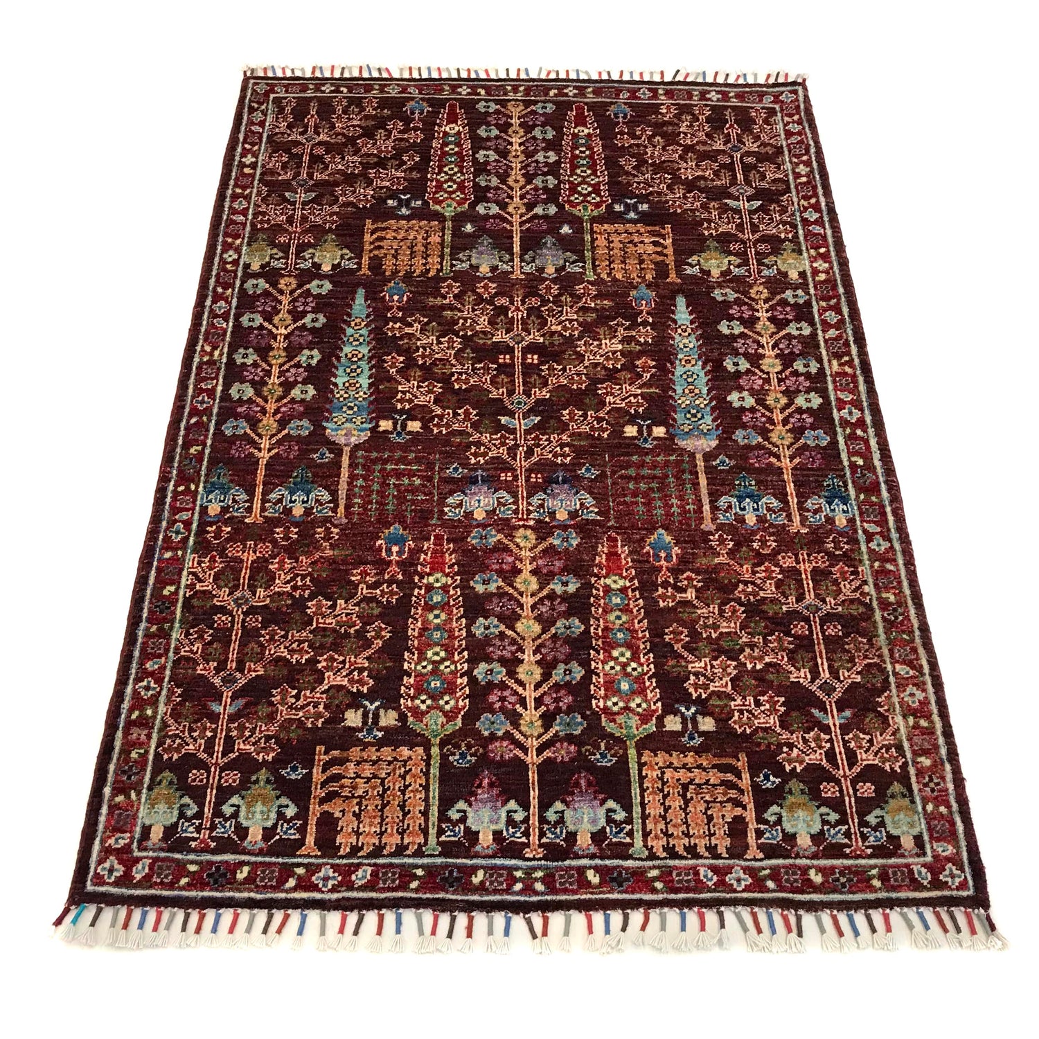 Hand Knotted Modern Tree of Life Rug 3' 5" x 5' 0" ft / 104 x 153 cm - No. B31328